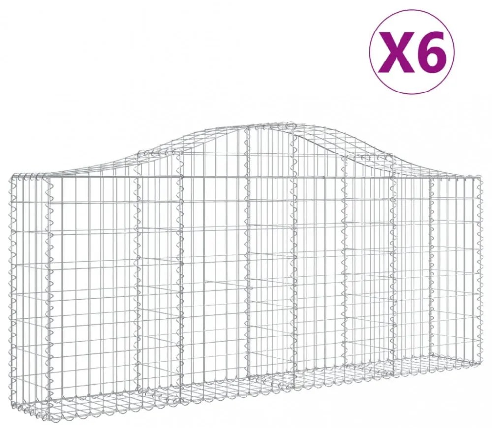 6 db íves horganyzott vas gabion kosár 200x30x80/100 cm