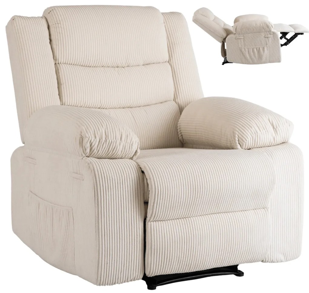 Relaxfotel Bézs Kordbársony Kárpittal. Arturo