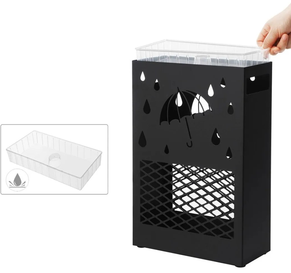 SongmicsHome RAIN fém esernyőtartó, 28x12x41cm, fekete