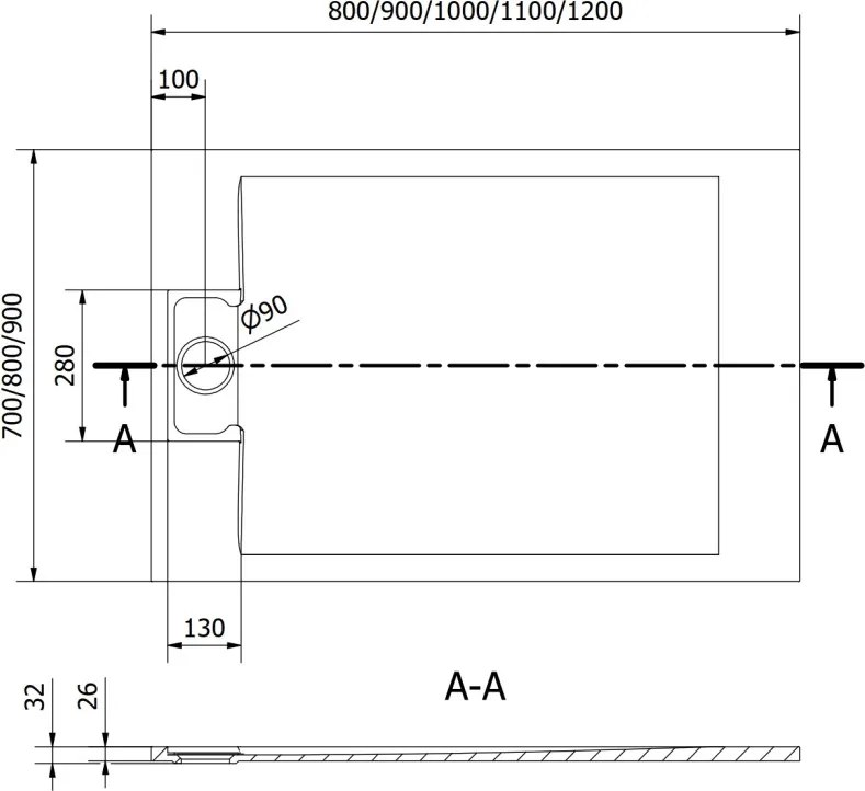 Mexen Otto téglalap alakú SMC zuhanytálca 100 x 90 cm, fehér - 4N109010