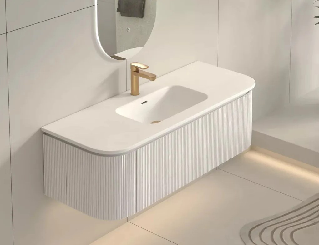AREZZO design SIERRA 120 cm-es Fürdőszoba alsószekrény 1 fiók, 2 ajtó, matt fehér