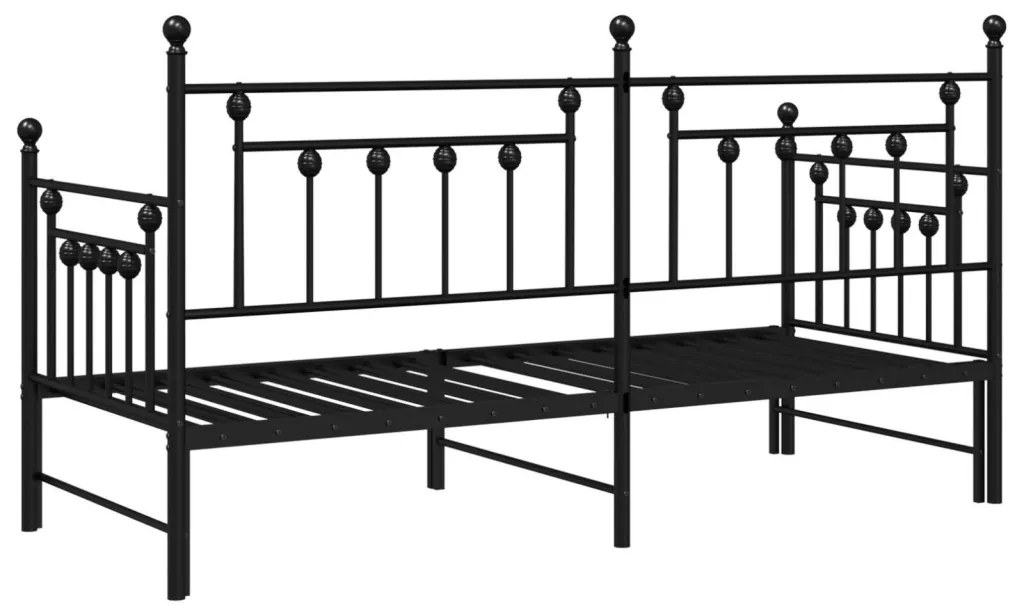 Kihúzható ágykeret fekete 80x200 cm acél