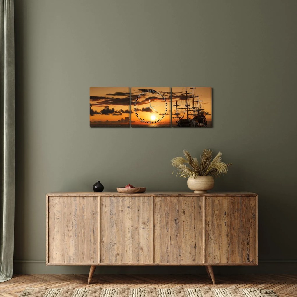Kép - Kalózhajó (órával) (90x30 cm)