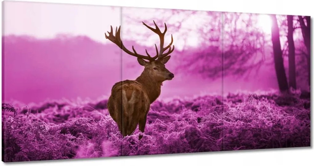 Vászonkép 180x90 Szarvas a lila erdőben