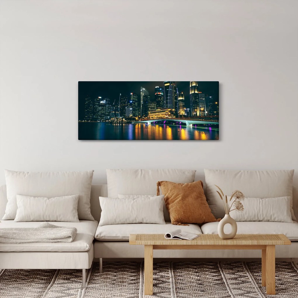 Egy kép az éjszakai Szingapúrról (120x50 cm)