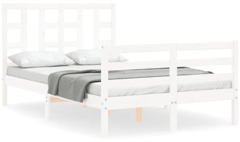 fehér tömör fa ágykeret fejtámlával 120 x 200 cm