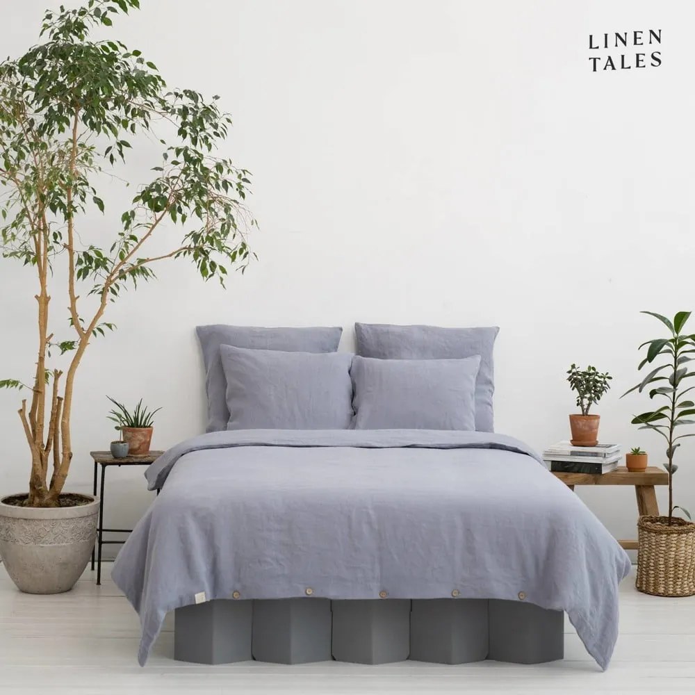 Világosszürke kétszemélyes kenderrost ágyneműhuzat 200x200 cm – Linen Tales