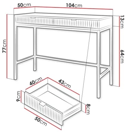 Konzolasztal NOVA 77x104 cm szürke/fekete