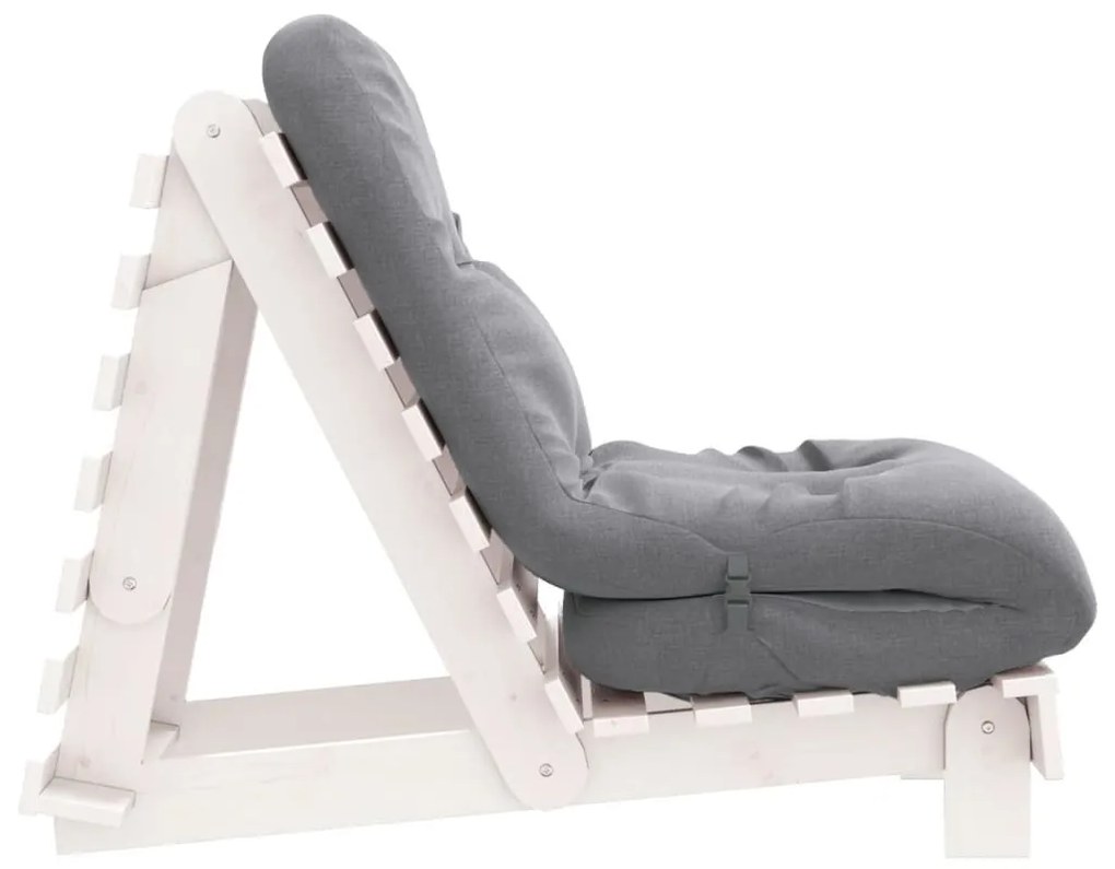 fehér tömör fenyőfa futon kanapéágy matraccal 60 x 206 x 11 cm