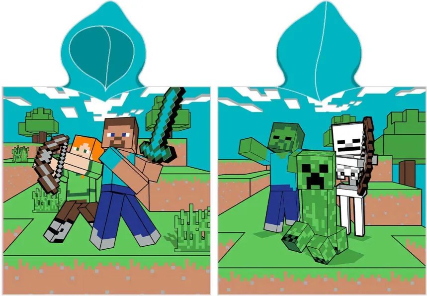 Minecraft Diamond Defender strand törölköző poncsó 50x115 cm