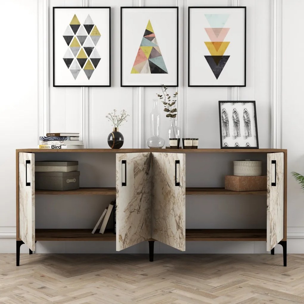 Kiev - Walnut, White Marble