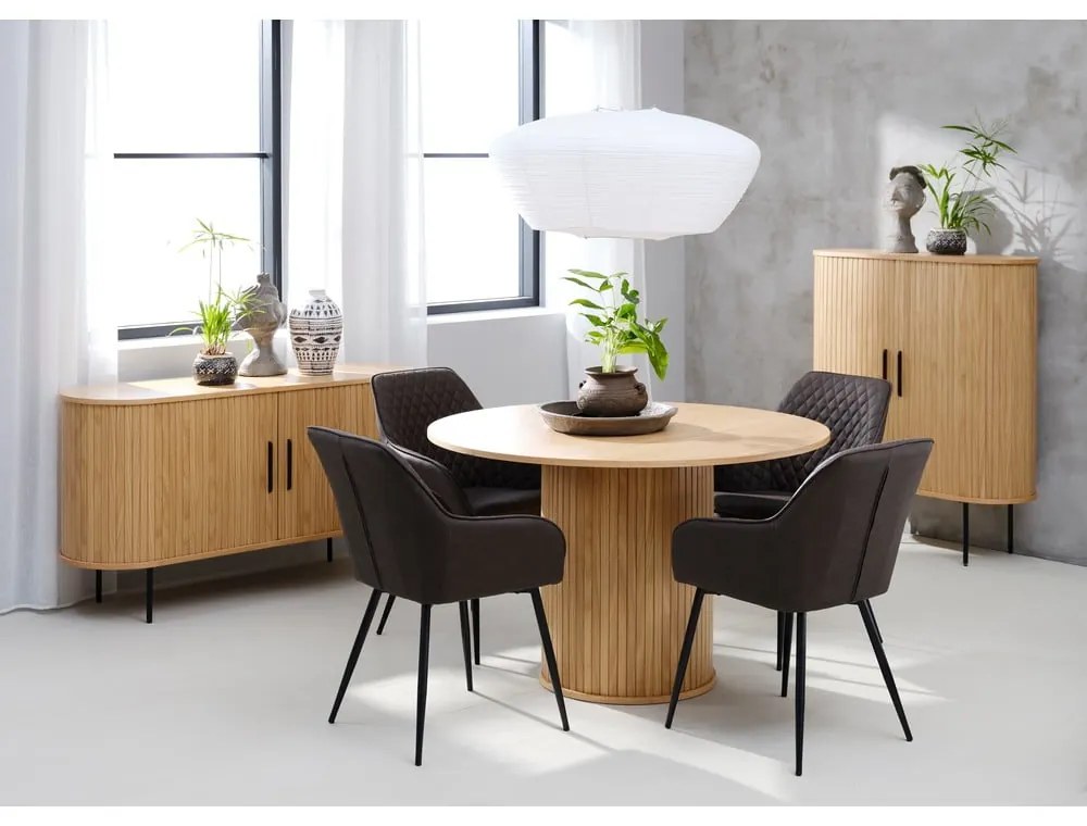 Kerek étkezőasztal tölgyfa dekorral ø 120 cm Nola – Unique Furniture