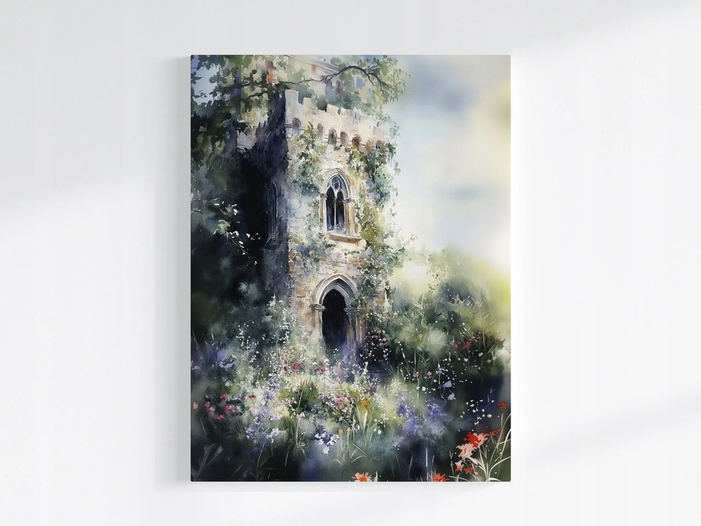 Poszter Rejtélyes Kastély Torony Romok Kert Virágok 75x100