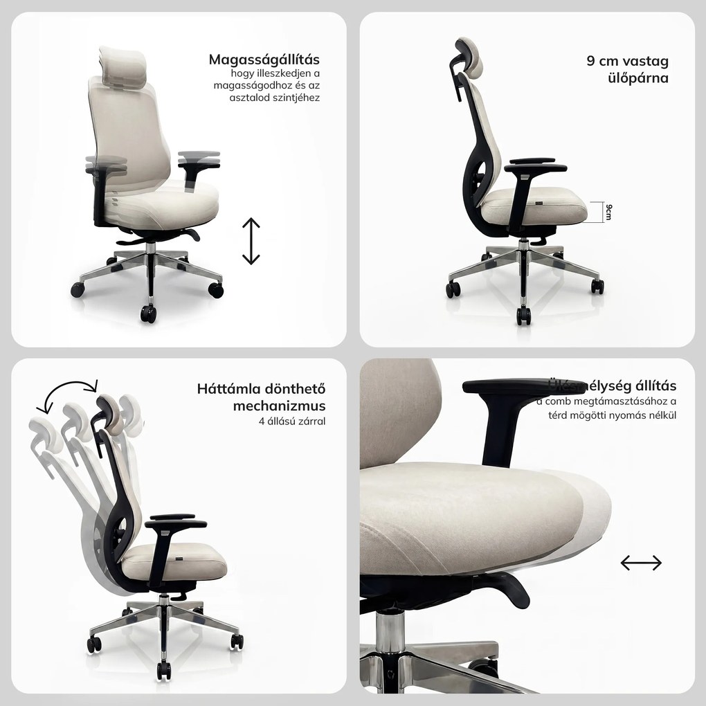 Ergonomikus irodai szék világos bézs AXIS