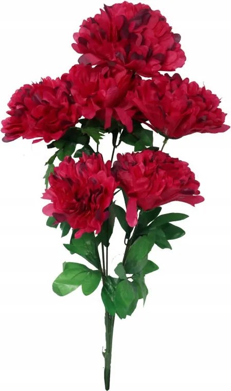 Csokor 7 Nagy Krizantém Mesterséges 72cm Bordó Sírvirág Dekoráció