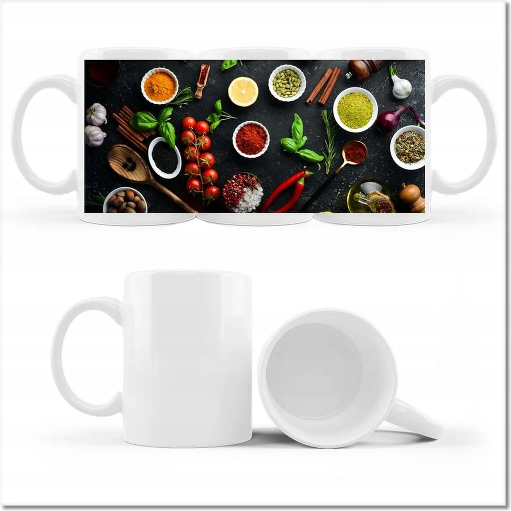 Nyomott mintás bögre Különböző fűszerek készlet