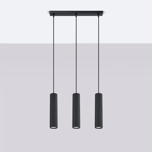 Sollux SL.1575 - Csillár zsinóron KARBON 3xGU10/10W/230V fekete