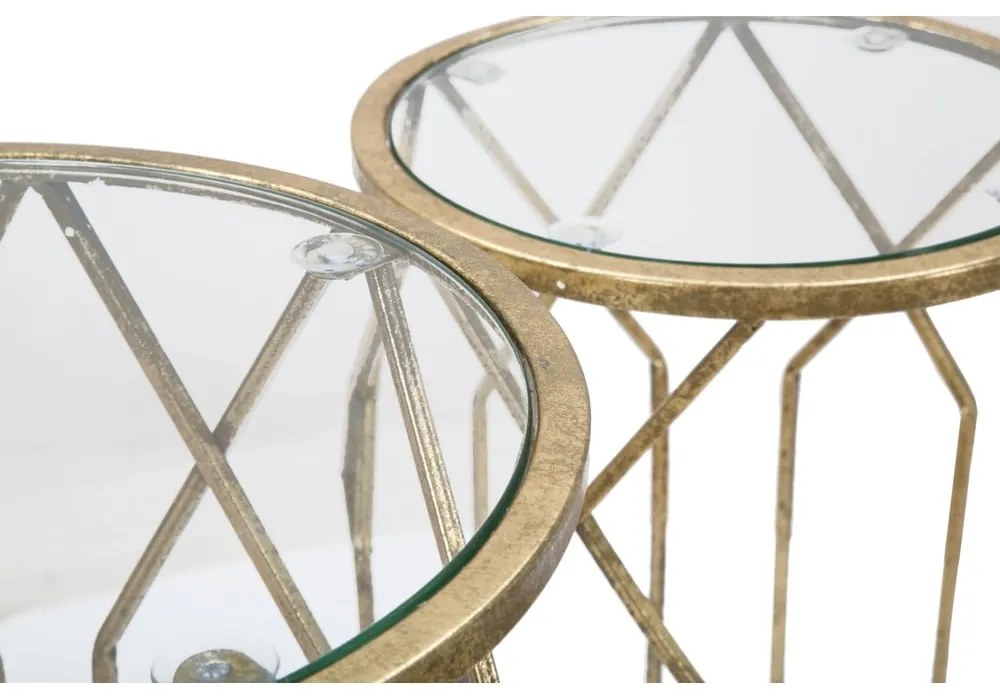 Kerek tárolóasztal szett üveg asztallappal, 3 db-os ø 32 cm Tunisi – Mauro Ferretti