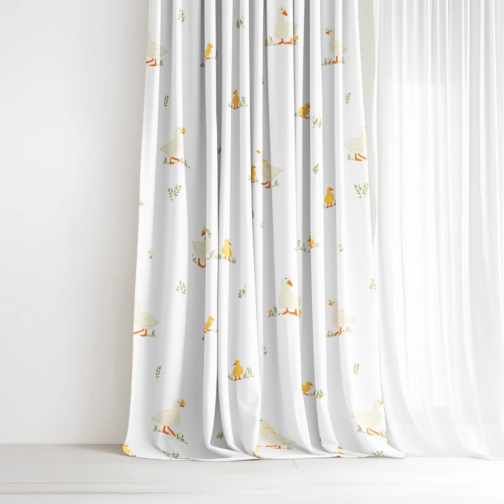 Goldea húsvéti pamut függöny - kacsák 140x150 cm
