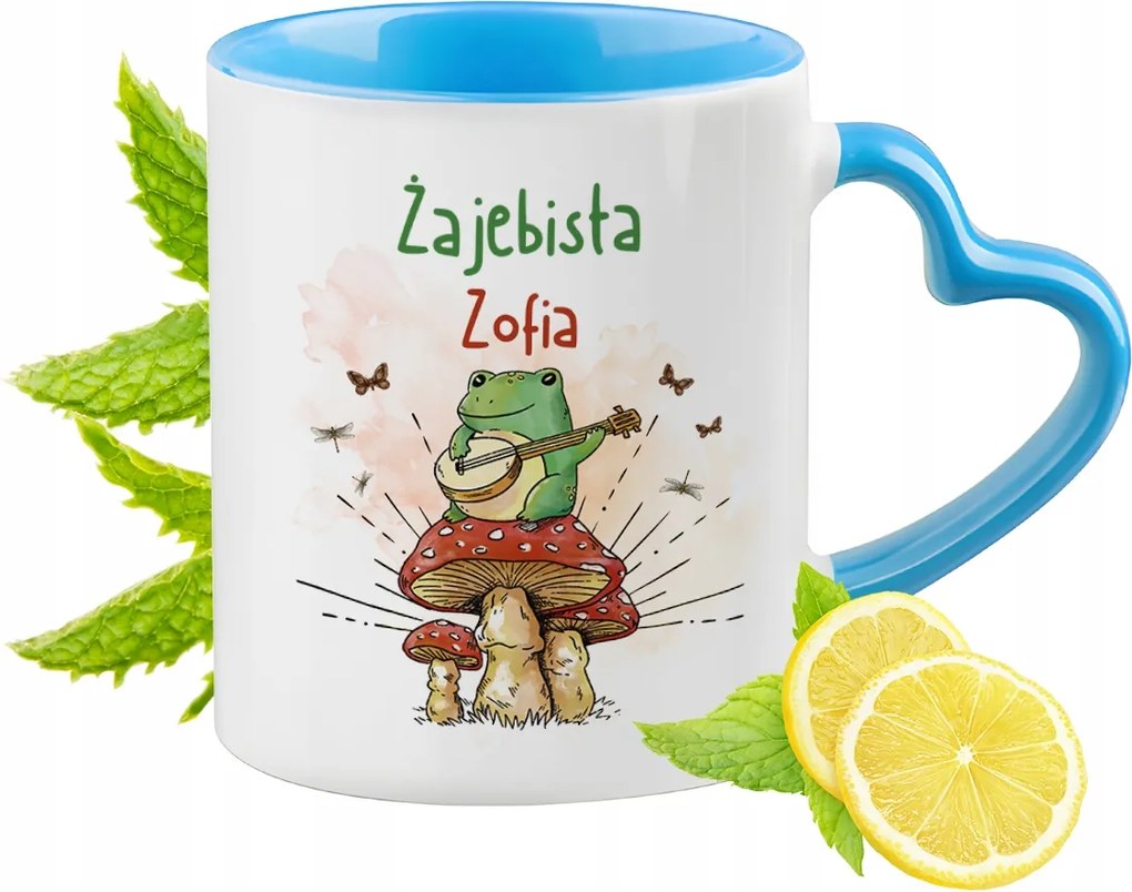 Zsófinak Kék Bögre Szív Alakú Füllel Kávé Ajándék