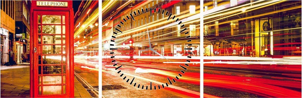 Piros londoni telefonfülke képe (órával) (90x30 cm)