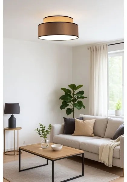 Mennyezeti lámpa GRACE 1xE27/60W/230V átm. 40 cm bézs/barna