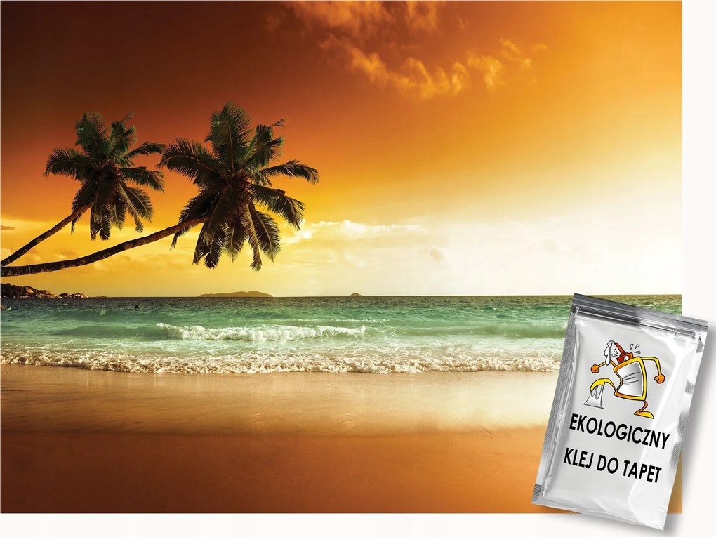 Fotótapéta Flizelina Tájkép Trópusi Tengerpart Pálmafák Nap Hullámok 400x280 ragasztó