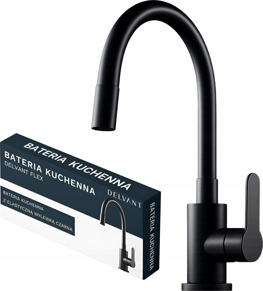 Konyhai Csaptelep Flexibilis Mosogató Kifolyócső Csaptelep Delvant Flex Fekete