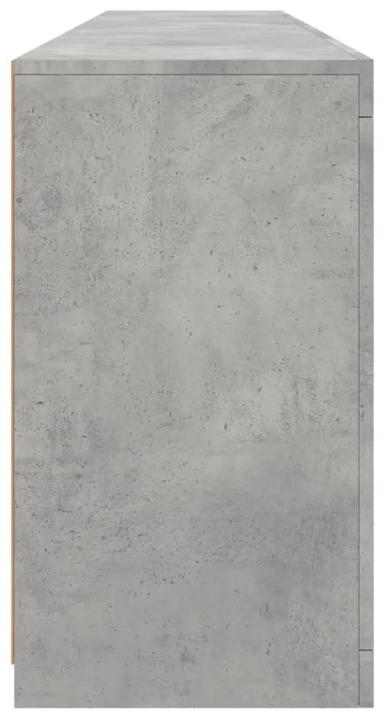 betonszürke tálalószekrény LED-világítással 181,5x37x67 cm