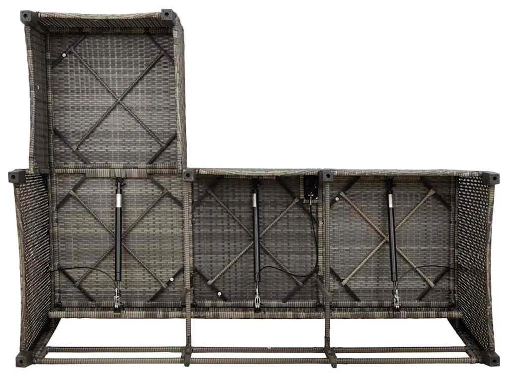 3 részes szürke polyrattan kerti ülőgarnitúra párnákkal L-alakú