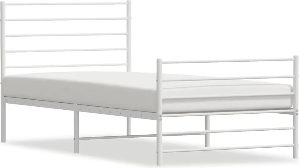 vidaXL fehér fém ágykeret fej- és lábtámlával 100 x 190 cm