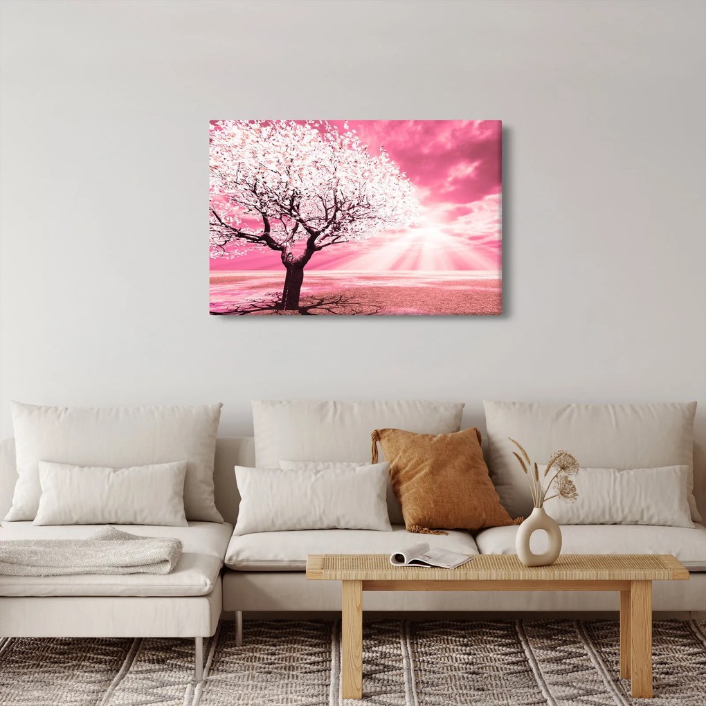 Rózsaszín fa képe (90x60 cm)