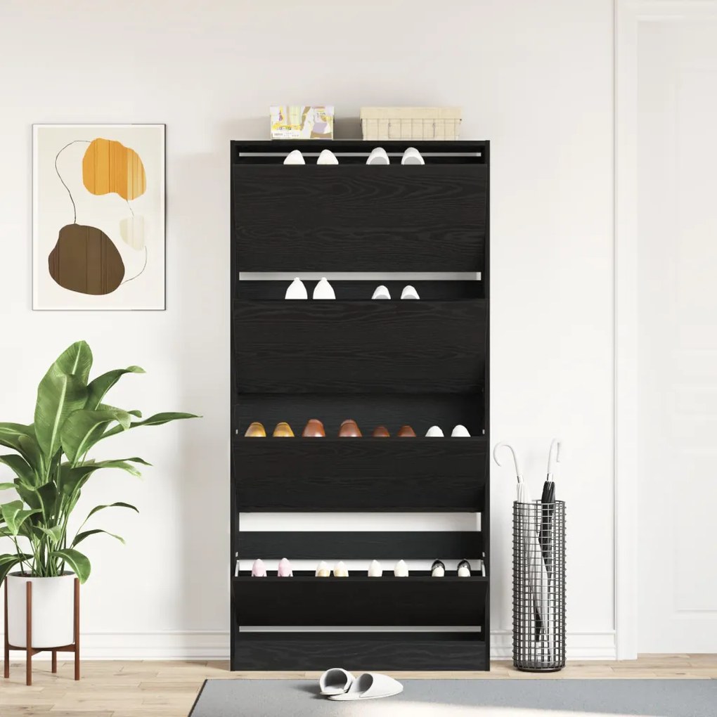 Cipőszekrény Fekete tölgy Műszaki fa 80 x 21 x 163.5 cm Tartós