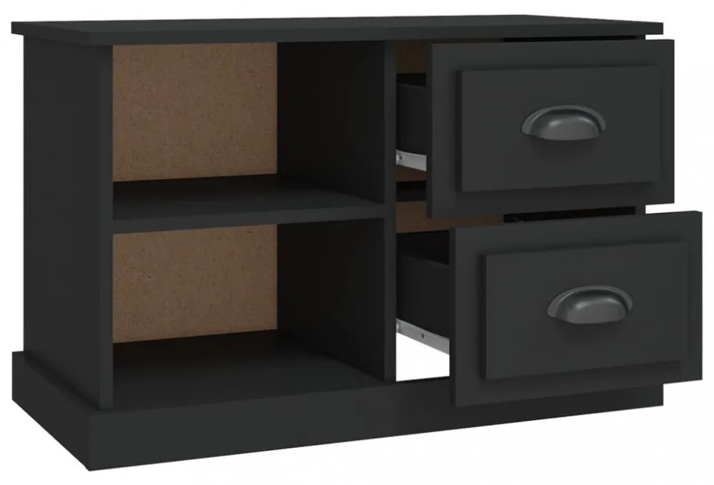 fekete szerelt fa TV-szekrény 73 x 35,5 x 47,5 cm