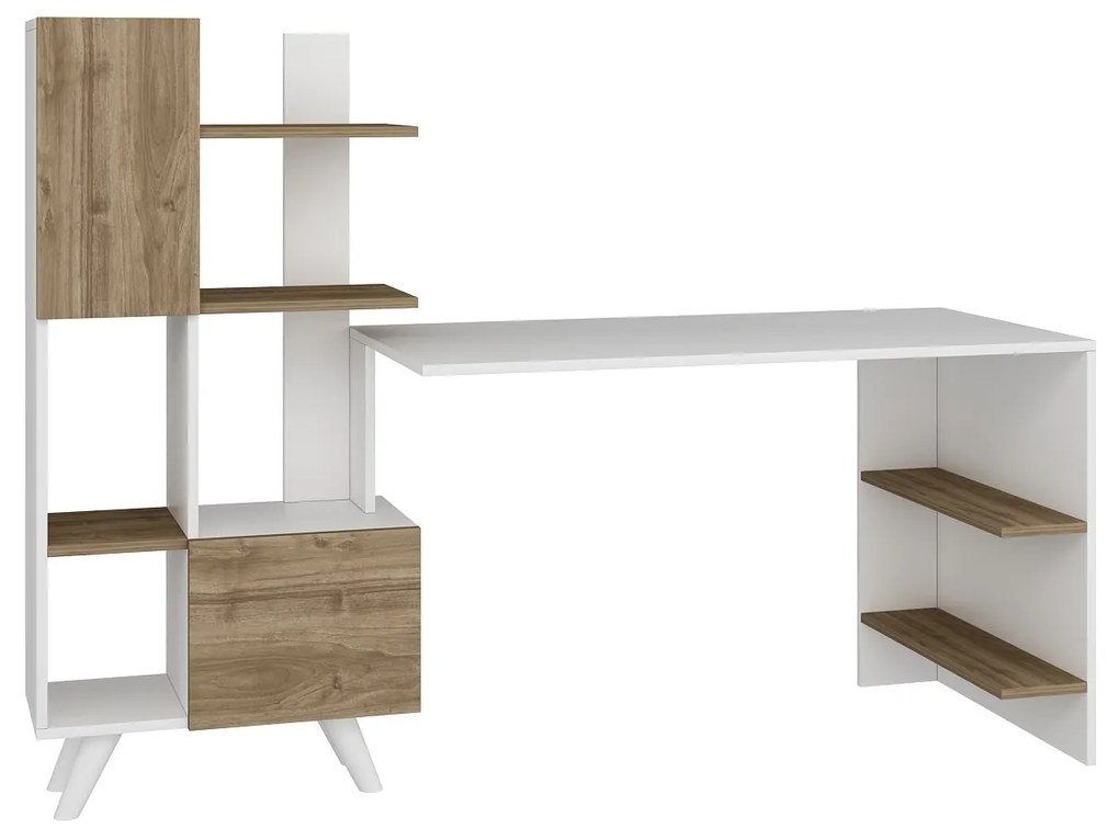 Íróasztal Alis - White, Walnut