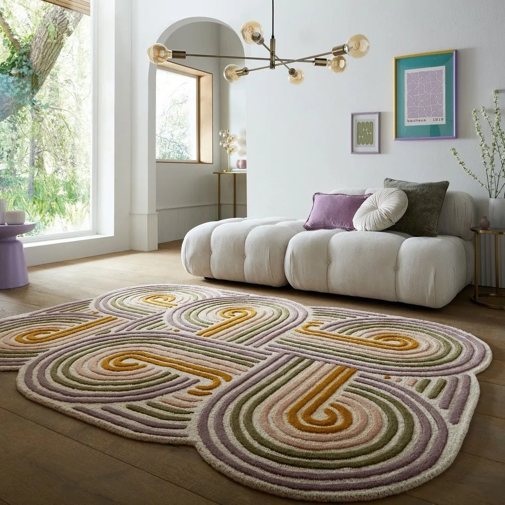 Zöld kézi szövésű gyapjú szőnyeg 140x200 cm Spiral Shaped – Flair Rugs