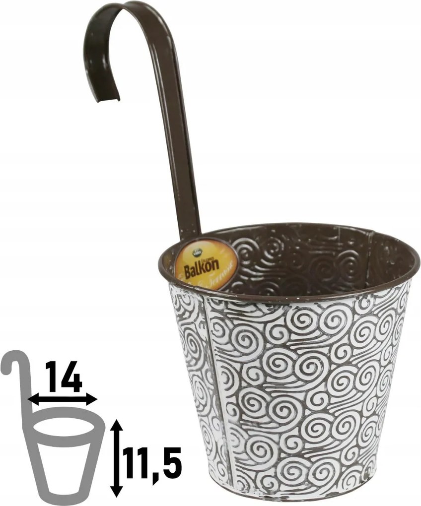 Sky függesztett balkon kaspó, 11,5 x ⌀14 cm, barna-szürke