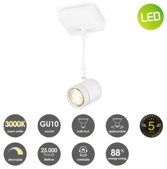 LED Dimmelhető spotlámpa MANU 1xGU10/5,8W/230V fehér