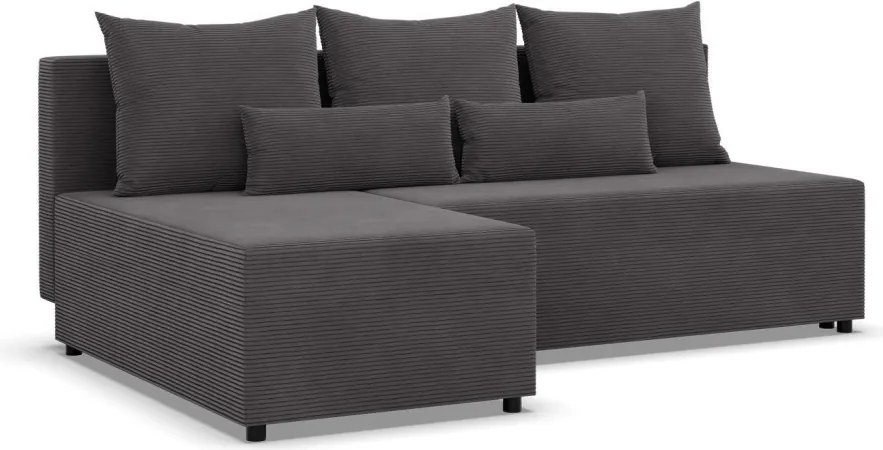 Nobu sarokkanapé, kordbársony, univerzális oldal, szürke