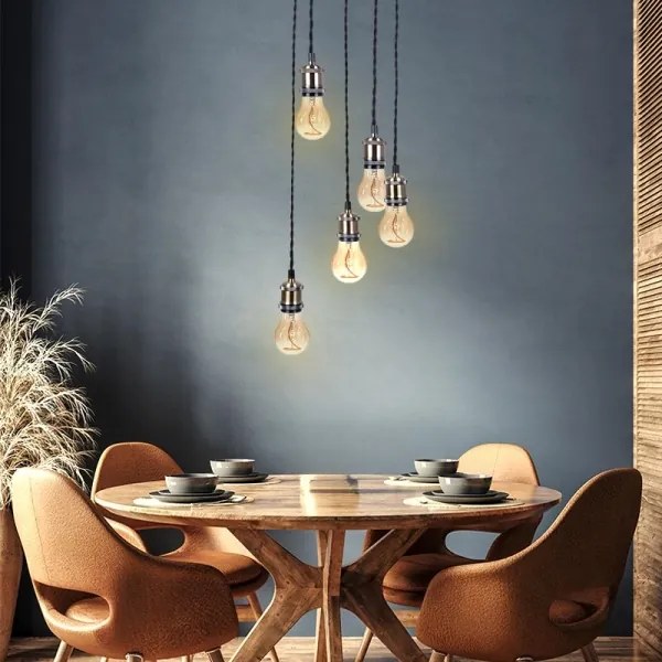 Tápkábel 5xE27/60W/230V bronz