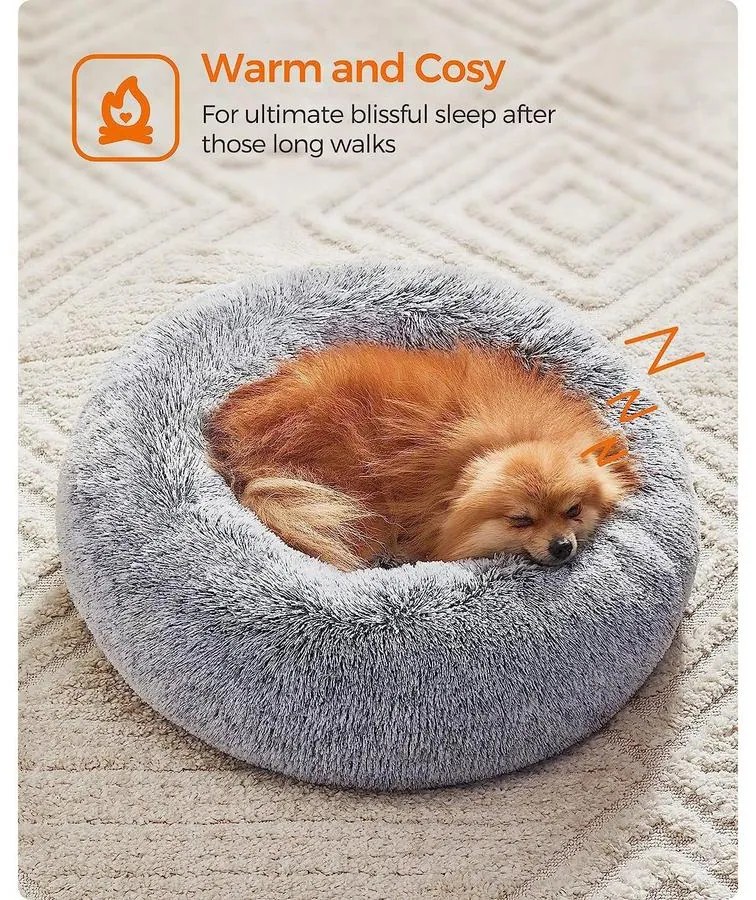 FEANDREA kutyaágy, kerek macskaágy, M-es méretű, szürke