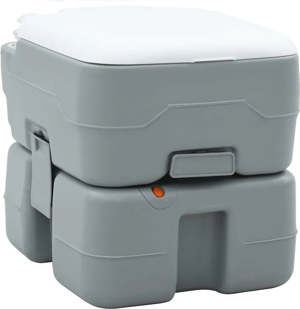 vidaXL Kemping WC Szürke és Fehér 41,5 x 36,5 x 37,5 cm Polietilén