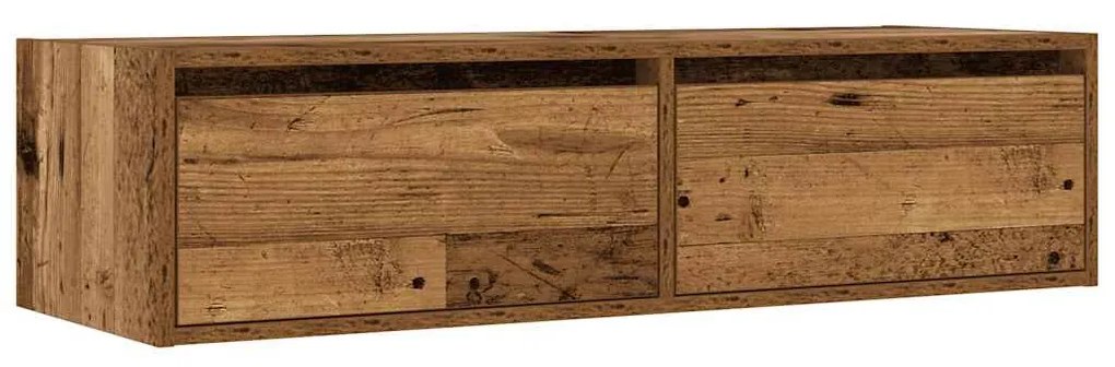 TV szekrény LED világítással régi fa 100X35,5x25 cm