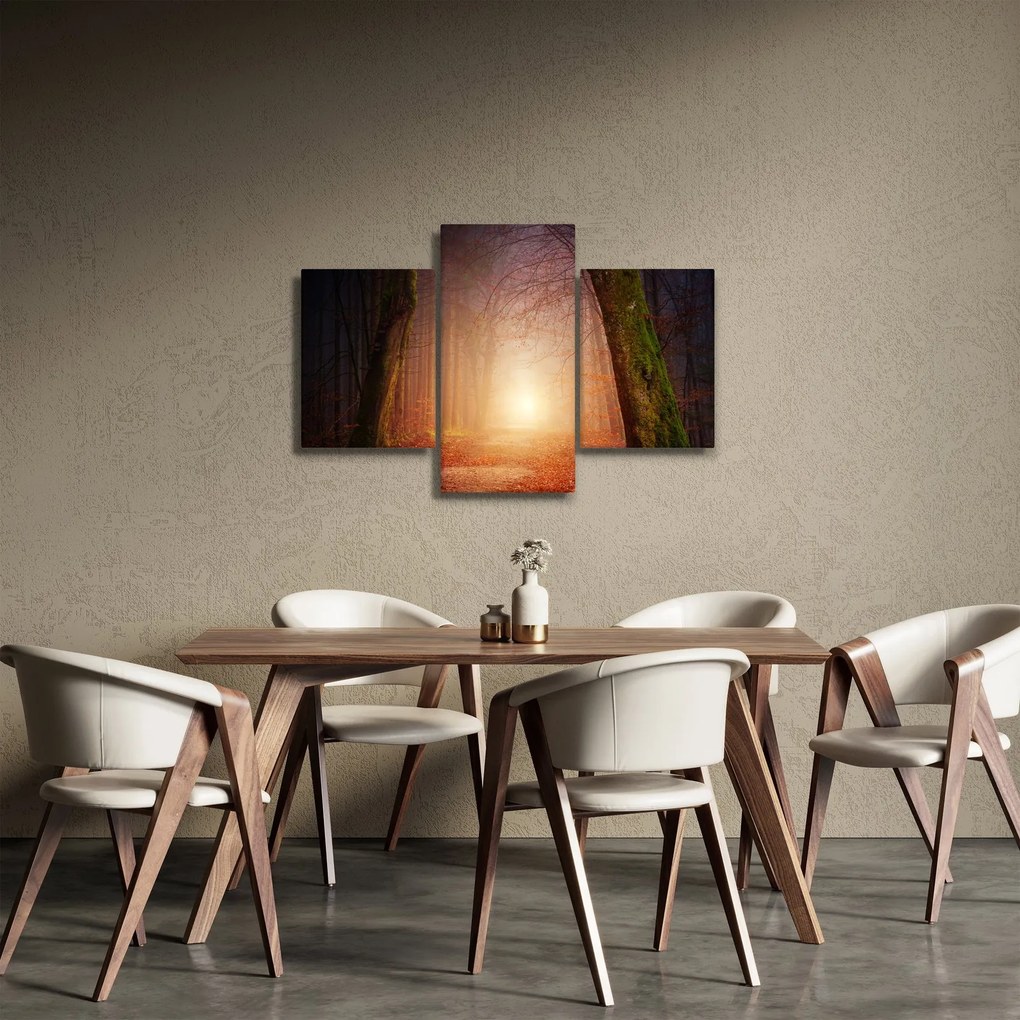 Őszi erdő képe a ködben (90x60 cm)