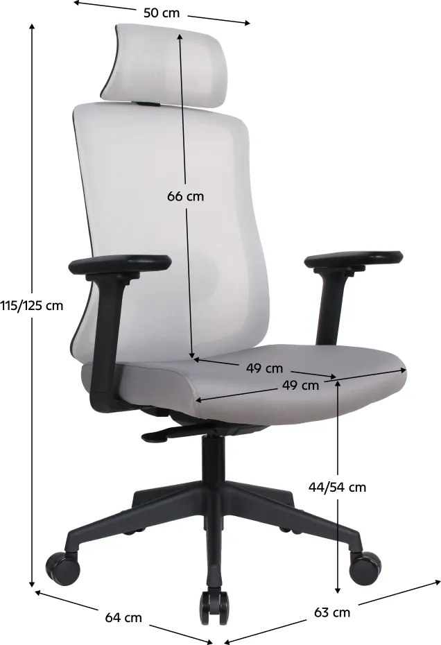 Irodai szék, szürke/fekete, teherbírás 150 kg, ROSANO