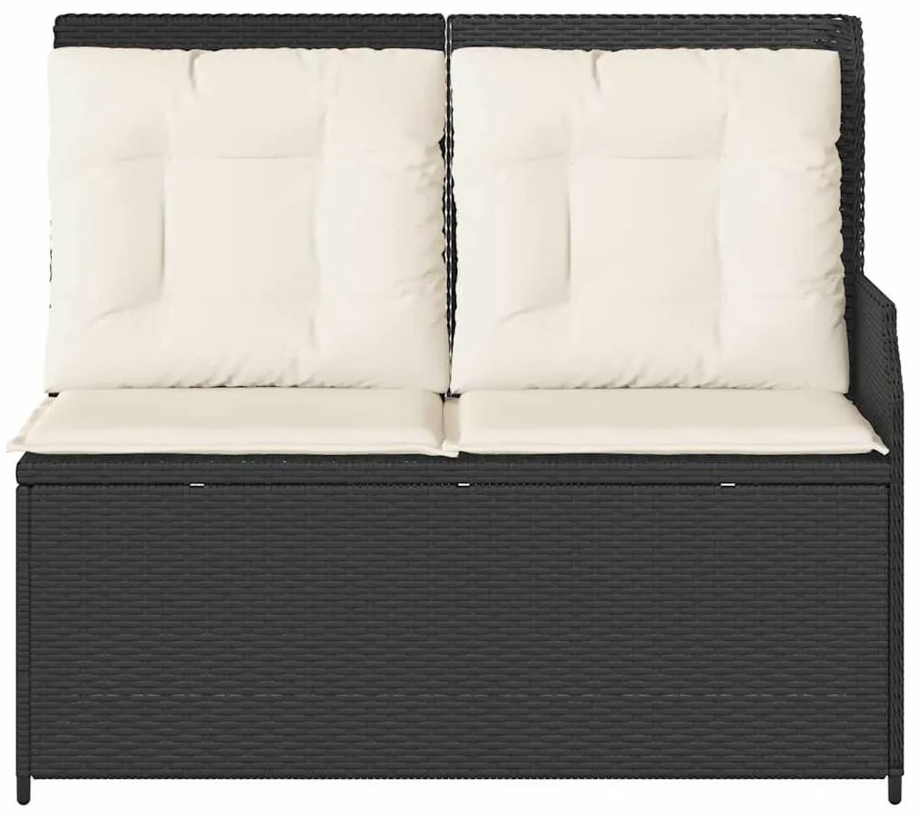 Kerti pad párnával Fekete Poli rattan