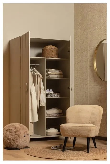 Krémszínű borovi fenyő ruhásszekrény 110x200 cm Noah – WOOOD