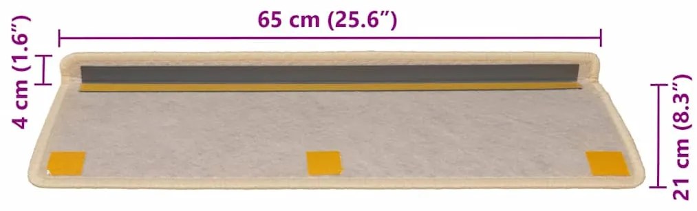 30 db Berber lépcsőszőnyegek öntapadós szizál kinézetű 65x21x4 cm