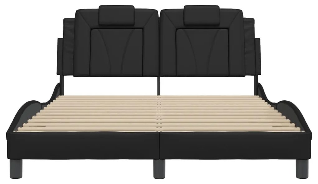 fekete ágykeret Viana LED-ekkel matrac nélkül 140 x 190 cm