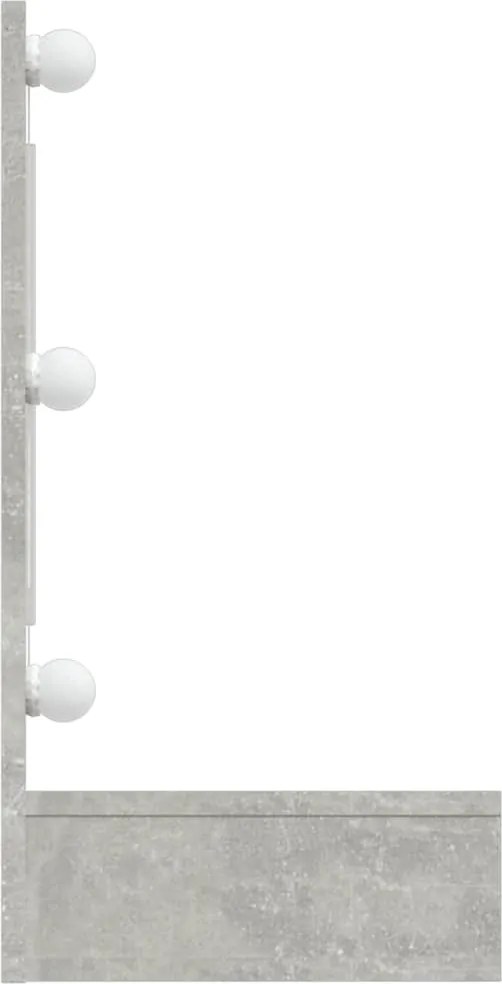 Betonszürke tükrös szekrény LED-ekkel 90 x 31,5 x 62 cm